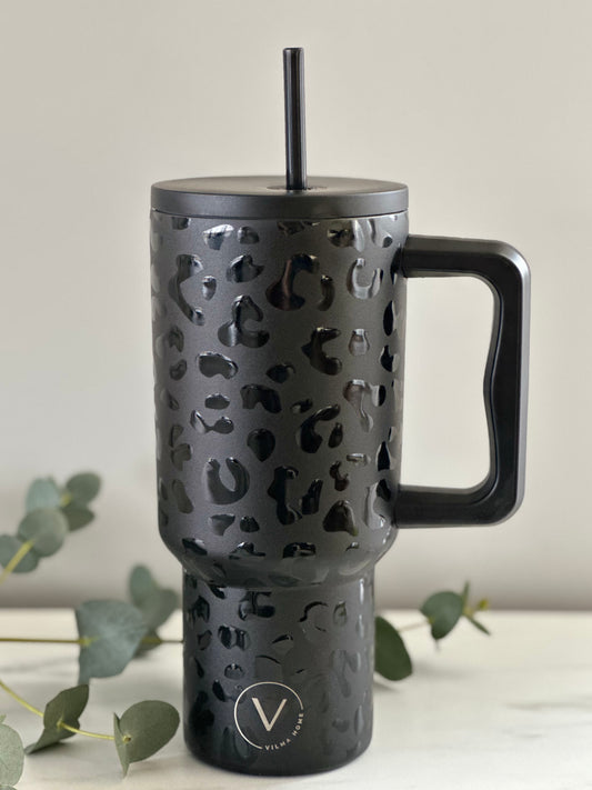 Vilma Home glas minna svart leopard 870 ml