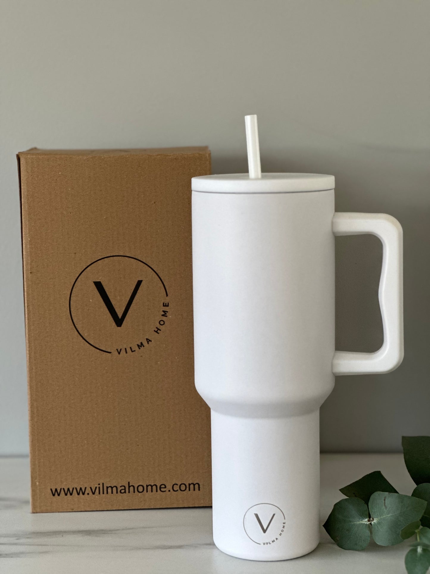 Vilma Home glas með haldi hvítt 1200 ml