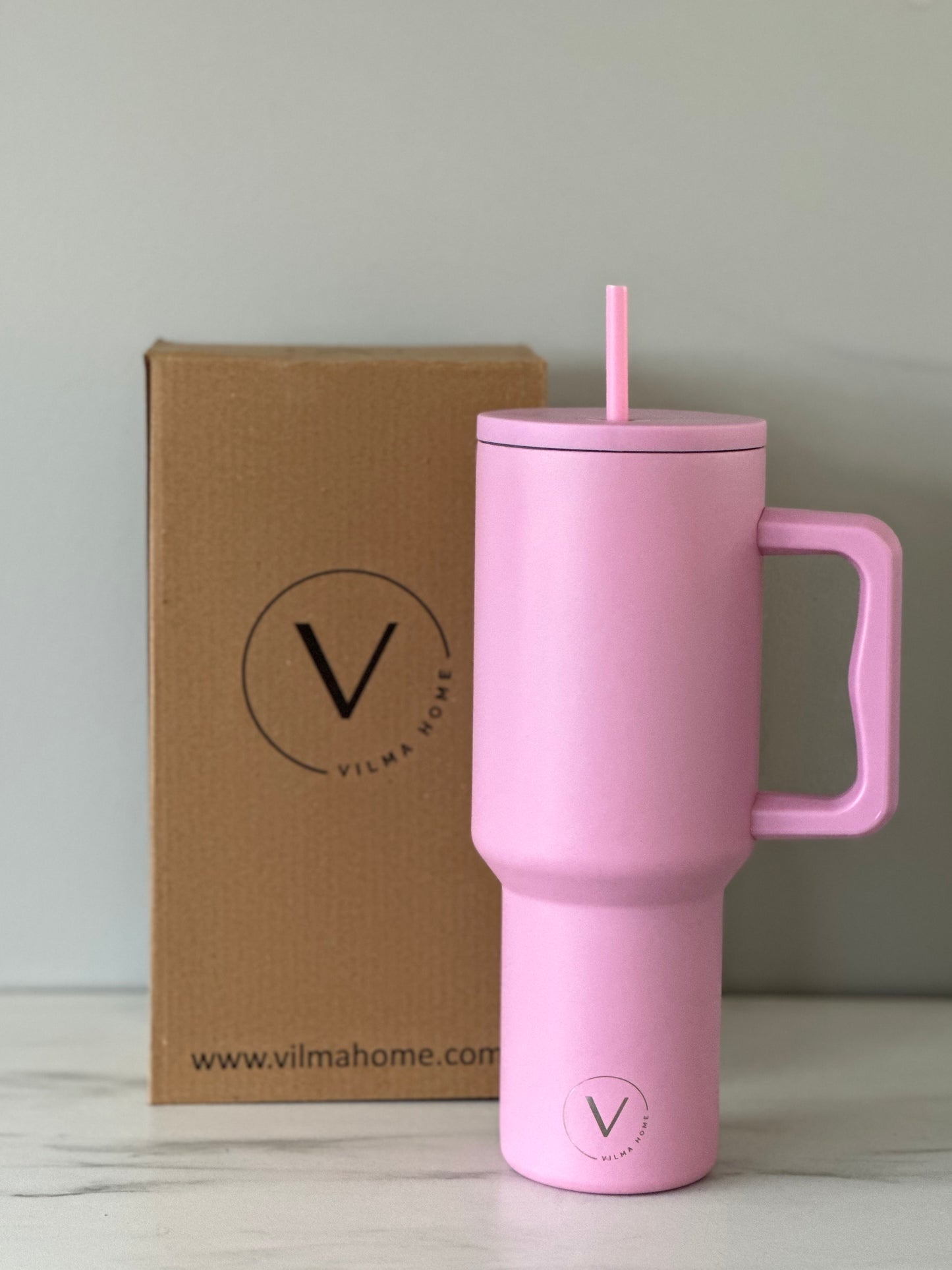 Vilma Home glas með haldi Flamingo Bleikt 1200 ml